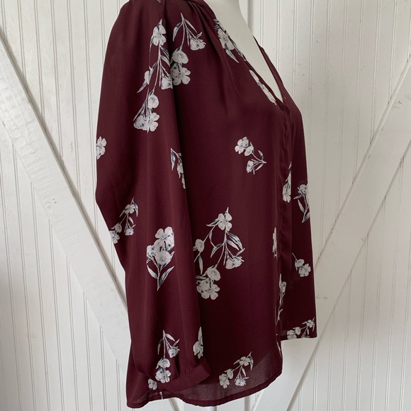 Blouse Maroon Elastic Long Sleeve Color Collective Concepts Polyester Sz… - Picture 4 of 14